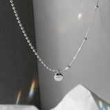 Sterling Silver Round Letter LUCKY Pendant Necklace for Women