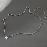 Sterling Silver Round Letter LUCKY Pendant Necklace for Women