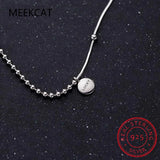 Sterling Silver Round Letter LUCKY Pendant Necklace for Women