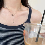 925 Silver Double Ball Pendant Necklace Box Chain Tassel Jewelry
