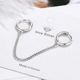 925 Silver Double Chain Clip-On Ear Cuff for Women