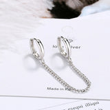 925 Silver Double Chain Clip-On Ear Cuff for Women