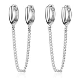 925 Silver Double Chain Clip-On Ear Cuff for Women