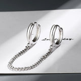 925 Silver Double Chain Clip-On Ear Cuff for Women