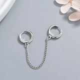 925 Silver Double Chain Clip-On Ear Cuff for Women