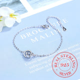 925 Silver Double Circle Heart Charm Bracelet Wedding Jewelry