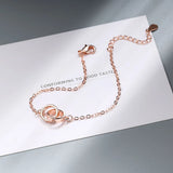 925 Silver Double Circle Heart Charm Bracelet Wedding Jewelry