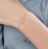 925 Silver Double Circle Heart Charm Bracelet Wedding Jewelry