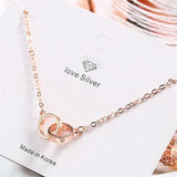 925 Silver Double Circle Heart Charm Bracelet Wedding Jewelry