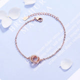 925 Silver Double Circle Heart Charm Bracelet Wedding Jewelry