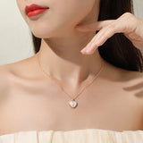 925 Silver Double Heart Love Pendant Necklace For Women