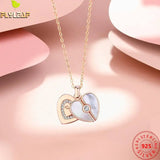 925 Silver Double Heart Love Pendant Necklace For Women