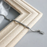 925 Silver Double Hook Box Chain Bracelet Women Fine Jewelry