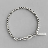925 Silver Double Hook Box Chain Bracelet Women Fine Jewelry