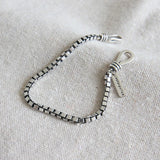 925 Silver Double Hook Box Chain Bracelet Women Fine Jewelry