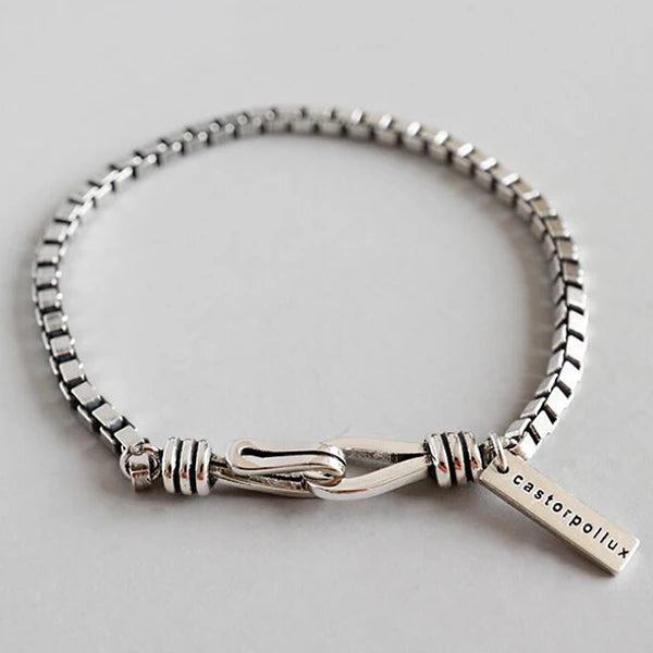 925 Silver Double Hook Box Chain Bracelet Women Fine Jewelry