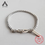 925 Silver Double Hook Box Chain Bracelet Women Fine Jewelry