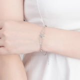 925 Sterling Silver Double Layer Star Charm Bracelet &Bangle For Women Girls