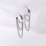925 Sterling Silver Double Layer Tassel Hoop Earrings