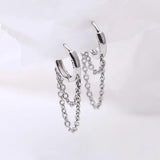 925 Sterling Silver Double Layer Tassel Hoop Earrings