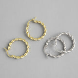 925 Silver Double Layer Twist Circle Hoop Earrings Vintage Jewelry