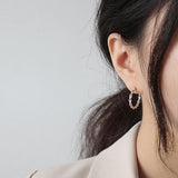 925 Silver Double Layer Twist Circle Hoop Earrings Vintage Jewelry