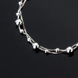 925 Silver Double Layered Beads Bracelet Box Chain Hypoallergenic Jewelry