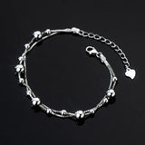 925 Silver Double Layered Beads Bracelet Box Chain Hypoallergenic Jewelry