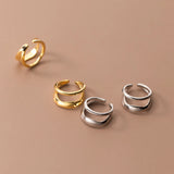 925 Sterling Silver Double Layered Ear Cuffs Non-Pierced Cartilage Earrings