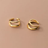 925 Sterling Silver Double Layered Ear Cuffs Non-Pierced Cartilage Earrings