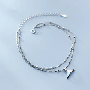925 Silver Mermaid Tail Anklet Beach Jewelry