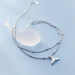 925 Silver Mermaid Tail Anklet Beach Jewelry