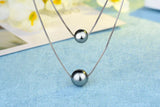 925 Sterling Silver Double Layer Pearl Charm Pendant Necklace for Women Wedding