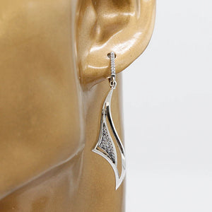 925 Sterling Silver Clear CZ Geometric Shape Tassel Dangle Earrings