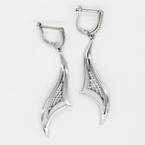 925 Sterling Silver Clear CZ Geometric Shape Tassel Dangle Earrings