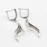 925 Sterling Silver Clear CZ Geometric Shape Tassel Dangle Earrings