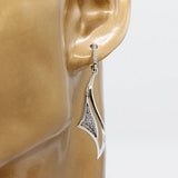 925 Sterling Silver Clear CZ Geometric Shape Tassel Dangle Earrings