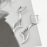 925 Sterling Silver Clear CZ Geometric Shape Tassel Dangle Earrings