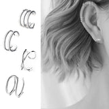 925 Sterling Silver Ear Cuff Earrings Non-Pierced Cartilage Clip On for Women