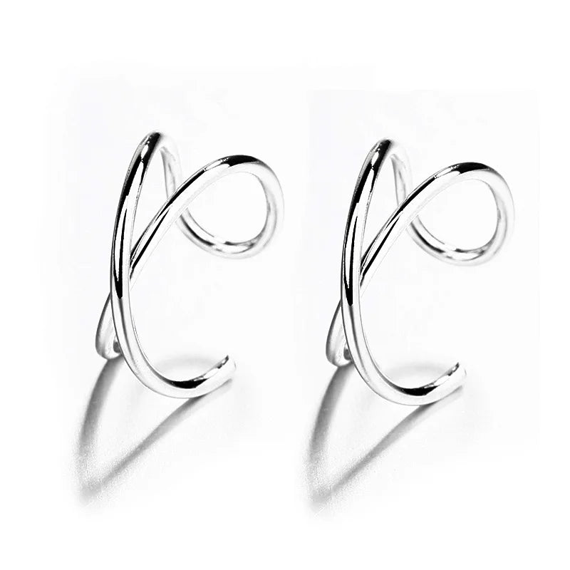 925 Sterling Silver Ear Cuff Earrings Non-Pierced Cartilage Clip On for Women