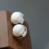 925 Silver EarStuds Natural Freshwater Pearl Earrings Wedding Party Jewelry