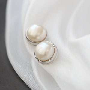 925 Silver EarStuds Natural Freshwater Pearl Earrings Wedding Party Jewelry
