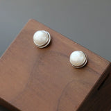 925 Silver EarStuds Natural Freshwater Pearl Earrings Wedding Party Jewelry