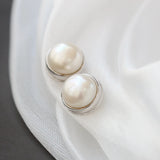 925 Silver EarStuds Natural Freshwater Pearl Earrings Wedding Party Jewelry