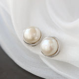 925 Silver EarStuds Natural Freshwater Pearl Earrings Wedding Party Jewelry