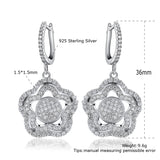 925 Silver CZ Flower Dangle Earrings For Women