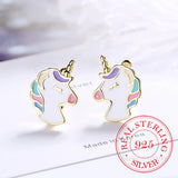 925 Silver Unicorn Stud Earrings for Women Girls, Party Jewelry Gift