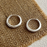 925 Silver Earrings Frosted Circle Hoop Jewelry for Women