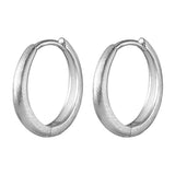925 Silver Earrings Frosted Circle Hoop Jewelry for Women