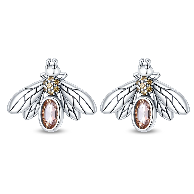 925 Silver Flower Insect Glow Bee Fish Earrings Women Luminous Jewelry